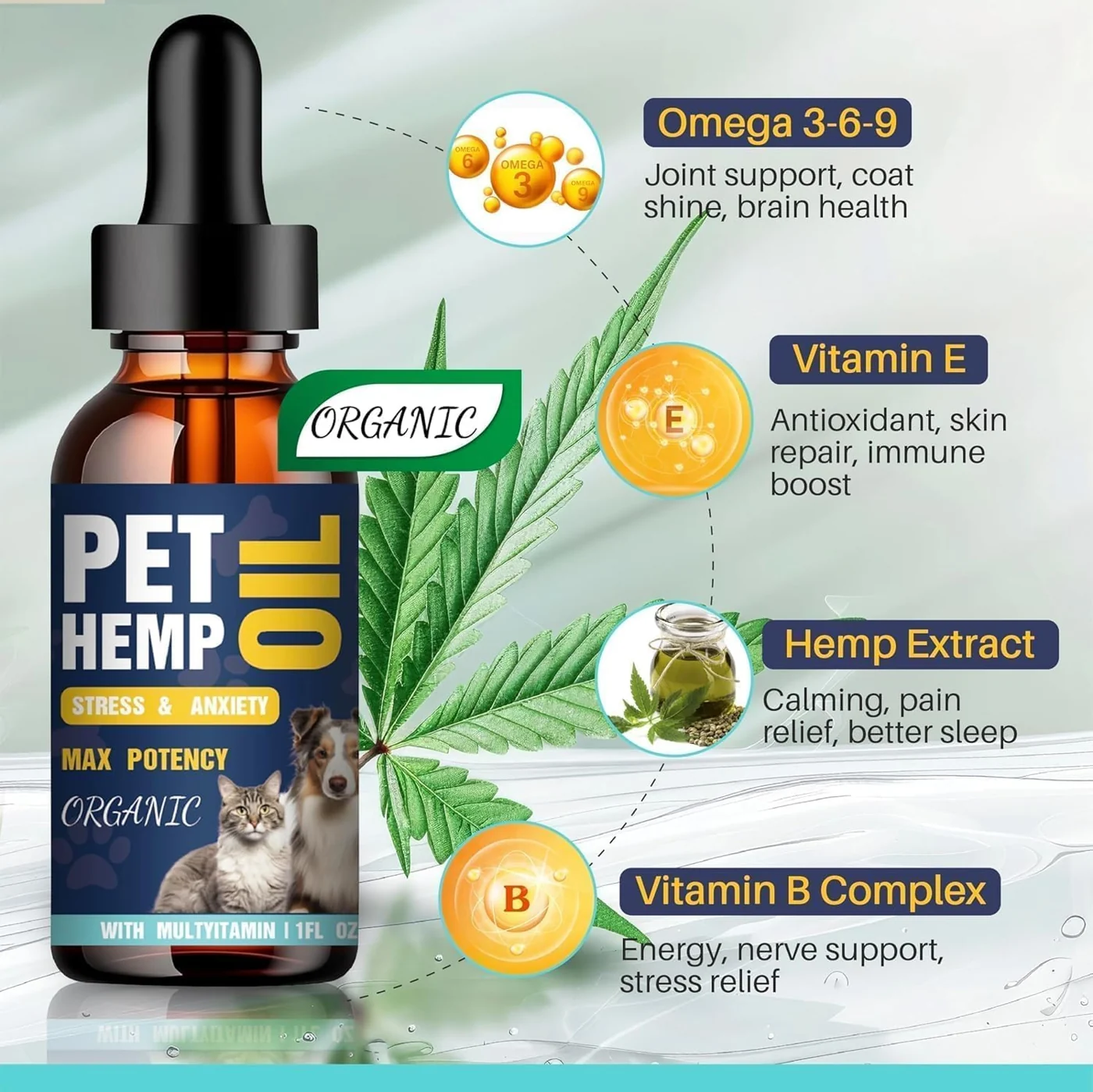 PROZIMA Hemp Oil for Dogs & Cats, Beef flavor bottle