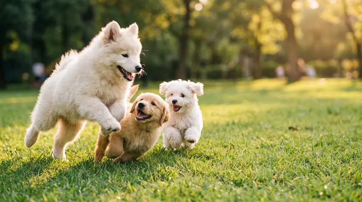 Dogs playing outside